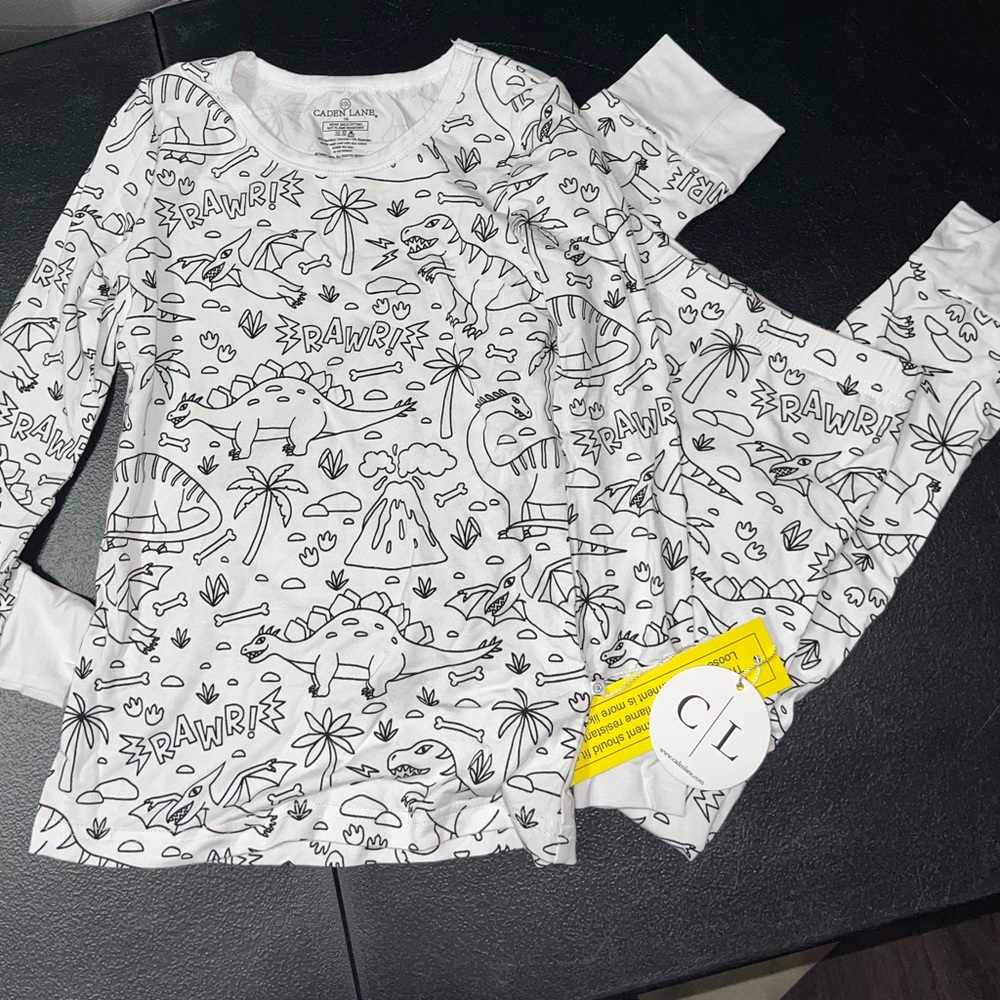 Caden Lane Colorable Dinosaur Pajamas Set, Boys 7/8